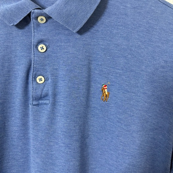 Ralph Lauren Men's Classic Blue Soft Cotton Polo Shirt - Picture 3 of 7